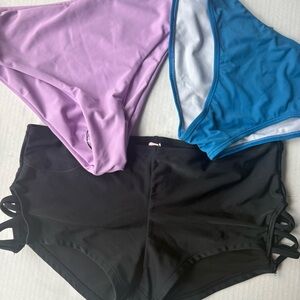 3-Piece Swim Bottoms Set - Lavender, Teal & Black